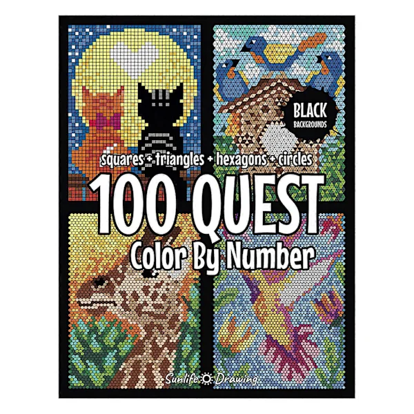 100 QUEST Färglägg efter nummer - Pussel målarbok för vuxna, Portabel enkel målarbok, Perfekt present