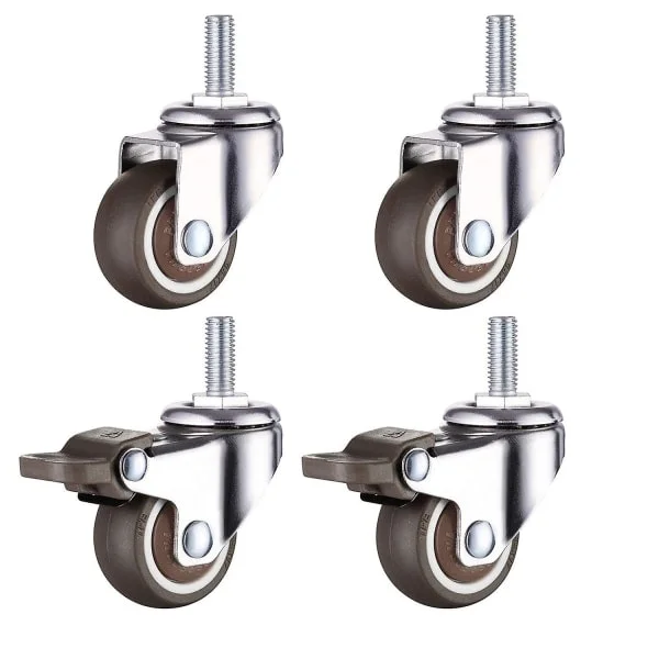M8 Gevindstamme Gummi Kraftigt Hjul Kompatibel med Håndvogn, Arbejdsbord, Møbelhjul, 1,5 Tommer, Gevinddiameter: 8 mm, Længde 20 mm, 2 stk. Wi