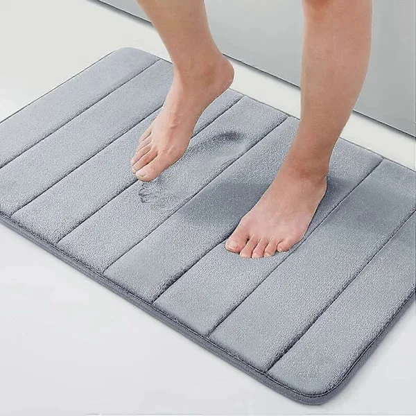 Memory Foam Bathroom Mat, 40 x 60 cm, Extra Soft Non-Slip, Super Absorbent Bathroom Rugs for Bathroom Floor, Machine Washable Bath Mat Light Grey