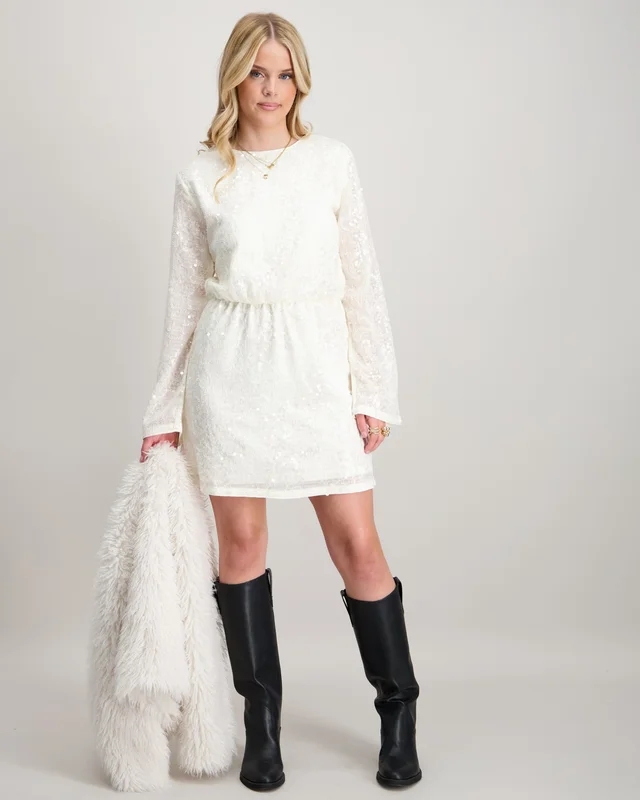 LMTD NLFRISIANNA LS SHORT DRESS Hvid Kjoler Pige - Kids Brand Store
