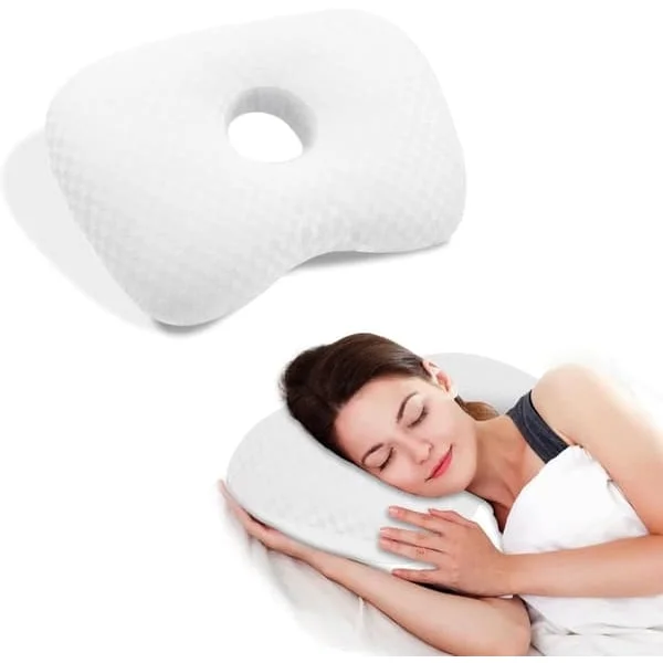 Korvareiän tyyny - Ergonominen tyyny kylkiasennossa nukkuville, ei painetta korville, vähentää tulehdusta ja painehaavoja