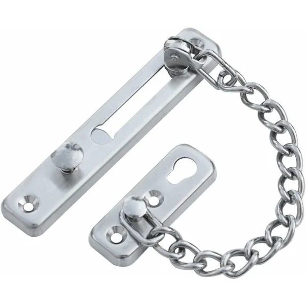 Sliding Security Lock with Silver Chain - Door Stop - Door Lock - Internal Sliding Door - External Gate Lock - Door Latch