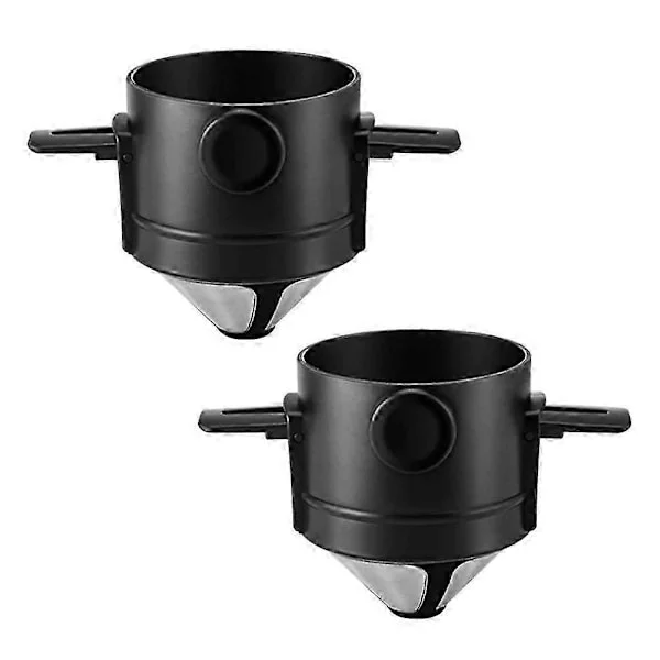 Coffee Filter Holder for Pour Over Coffee, 2 Pcs Stainless Steel Resin Coffee Maker Filter, Paperless Coffee Filter Cone for Home, Travel and Camping