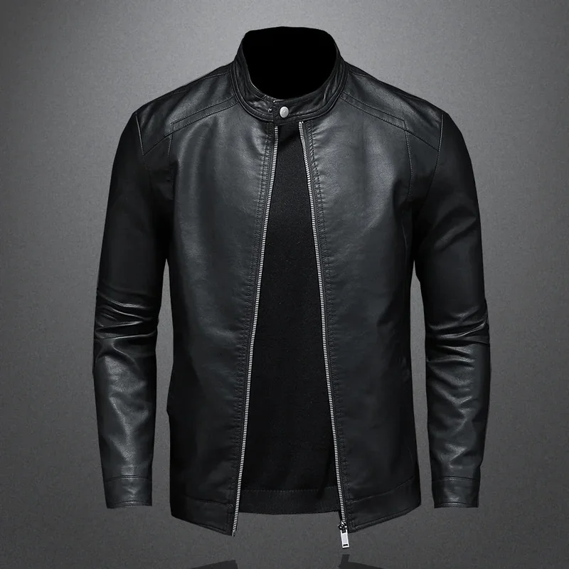 AliExpress - Frühling Herbst Leder Jacke Männer Stehen Kragen Schlank Pu Leder Jacke Mode Motorrad Casual Mantel Herren Moto Biker Leder Mantel
