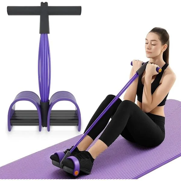 Multifunksjonsbånd Oppgradert 6 Rør Elastisk Trening med Pedaler Håndtak Latex Strekkbånd Motstandsutstyr for Hjemmegym Kontor