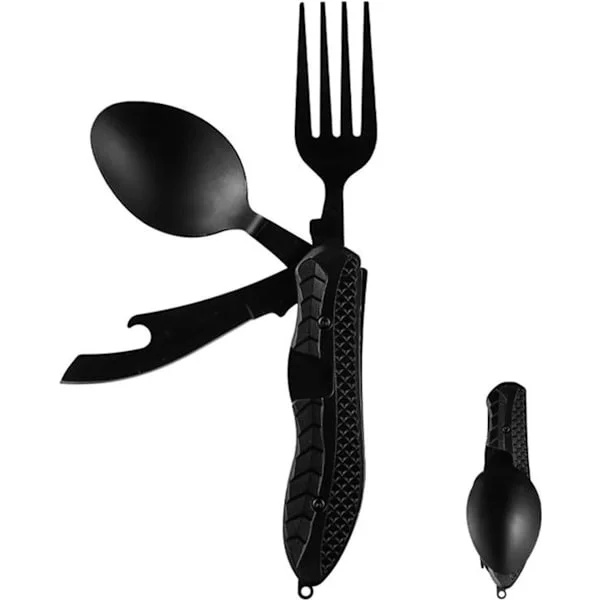 3-i-1 Camping Bestik - Kniv, Gaffel, Ske - Foldbart Camping Bestik Multiværktøj - Foldbart - Camping Bestik - Camping Bestik - Foldbart Bestik ...