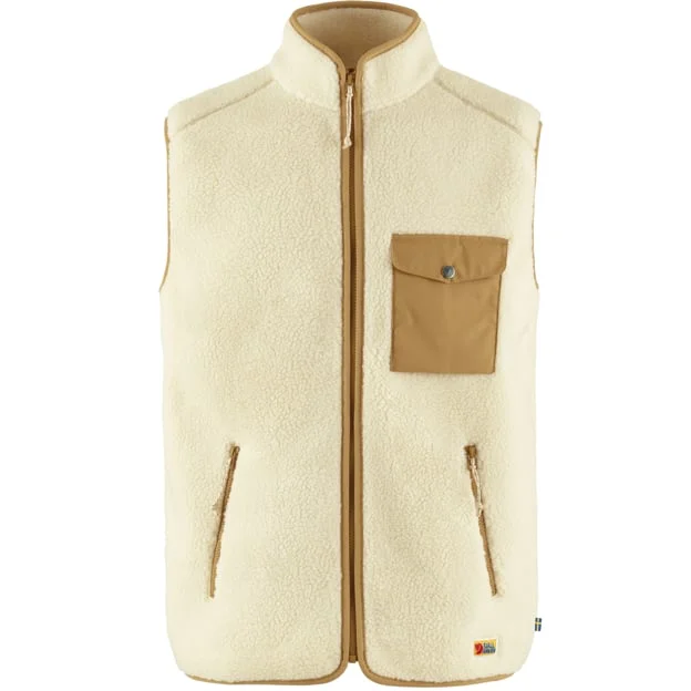 Fjällräven Vardag Pile Fleece Vest L - Miehet - Chalk White-Buckwheat Brown - Vests