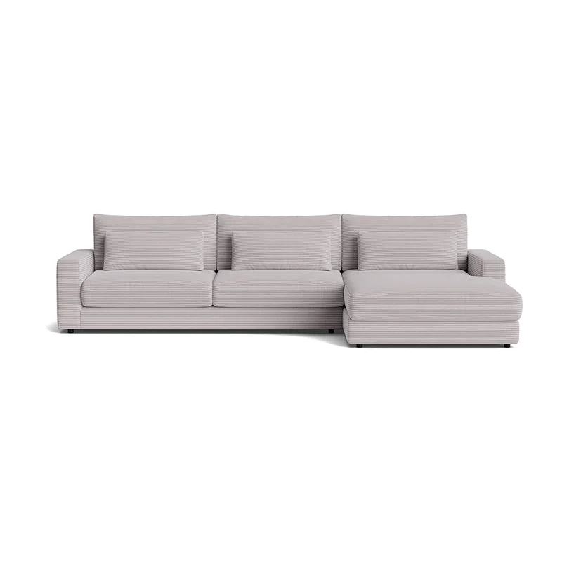 Sevilla chaiselong sofa, højrevendt - Lincoln Lysegrå - 332x167x85cm - Inkl. 3 Ekstra Puder, Pocket Fjedre & Blød/Medium Komfort - Stor Familie Sofa