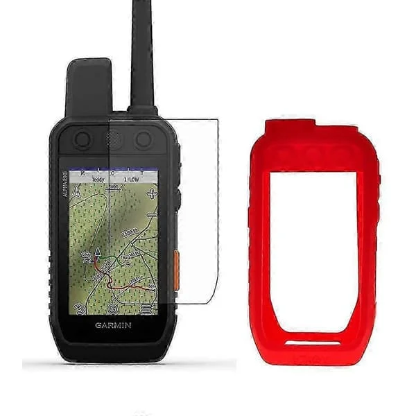 Garmin Alpha 200i 300i Fodral & Skärmskydd - Silikonskal + LCD-skydd för Alpha200i Alpha300i GPS-tillbehör