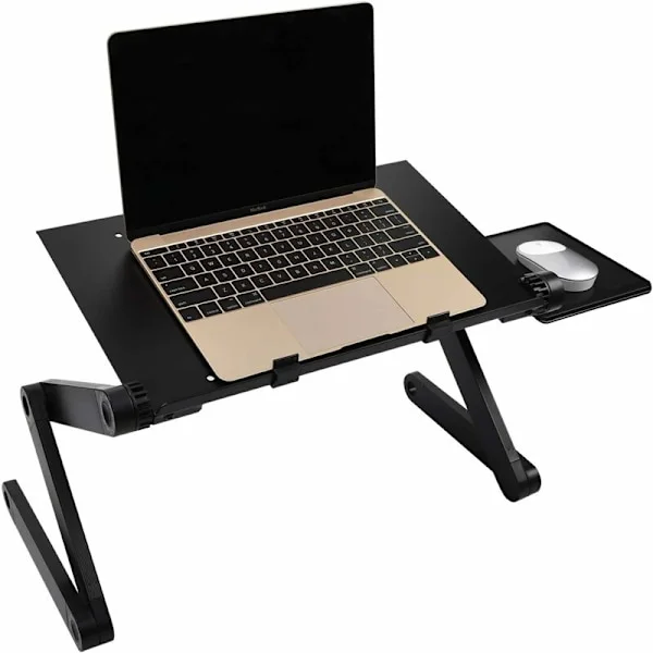 Ideell Swan bærbar PC-stativ sammenleggbart sengesidebord bærbar PC-stativ sengsbrett vippebart lesestativ for sofa, bok, magasin og frokost - Svart