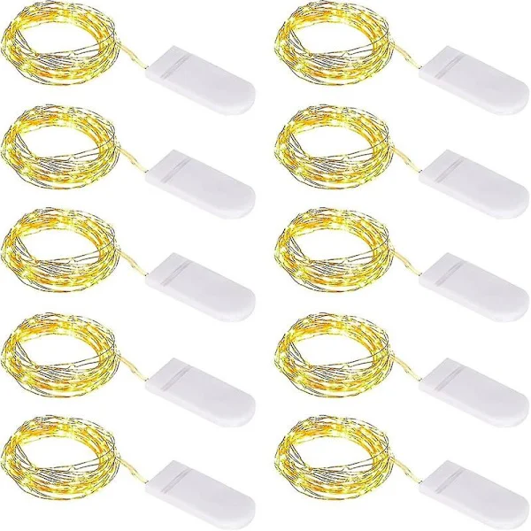 10 stk LED Lyslenke Batteri, Lyslenke Liten Med Batteri, 1m 10 Micro