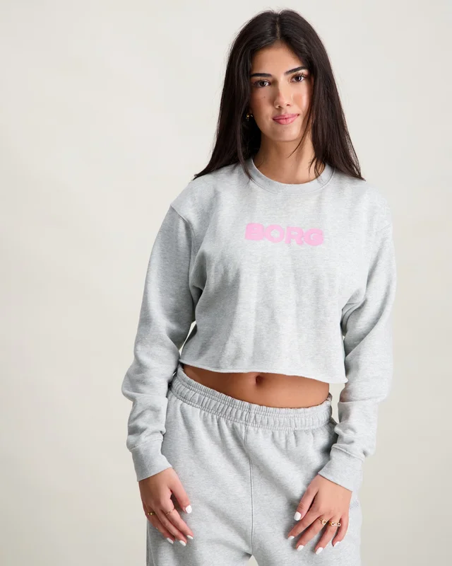 Björn Borg BORG OVERSIZED CROPPED SWEATSHIRT Grijs Truien Meisjes - Kids Brand Store