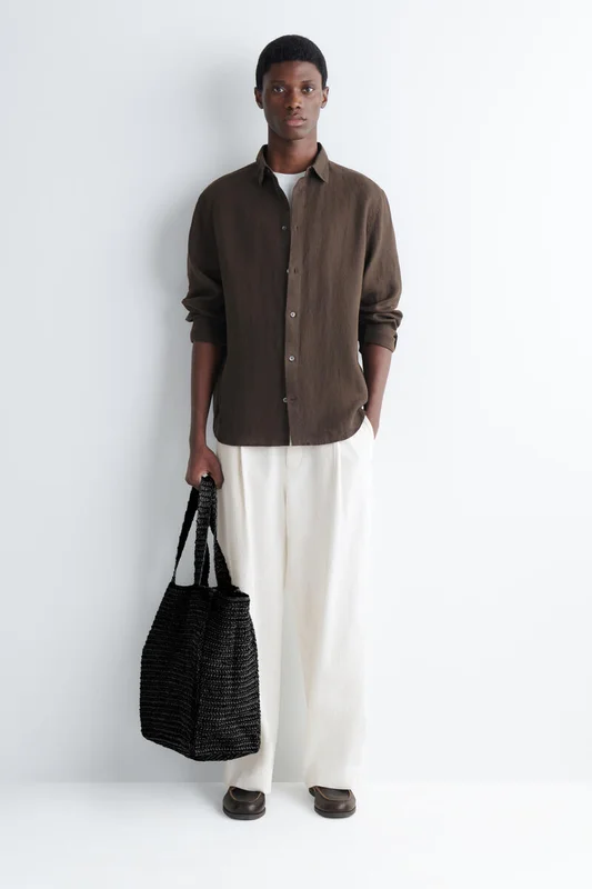 COS Men's Knitted Tote Bag in Black/White