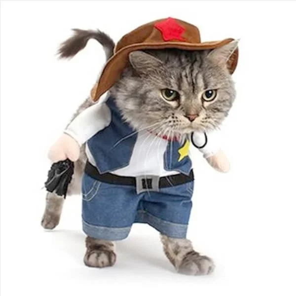 Cowboy Costume for Dog with Hat, Dog Clothes Apparel, Costumes for Cats and Small Dogs