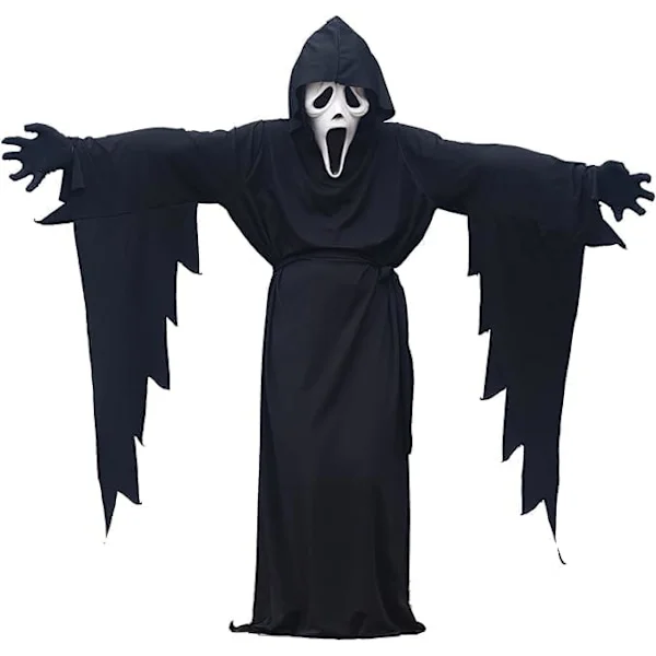 Barn Scream Kostyme med Maske Ghostface Kostyme for høyde 160cm