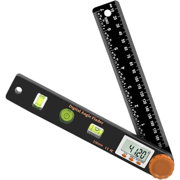 Digital vinkelmåler 7-tommer (230 mm) vinkelmåler med LCD-display. 4-i-1 digital vinkelmåler lineal til tømrere.