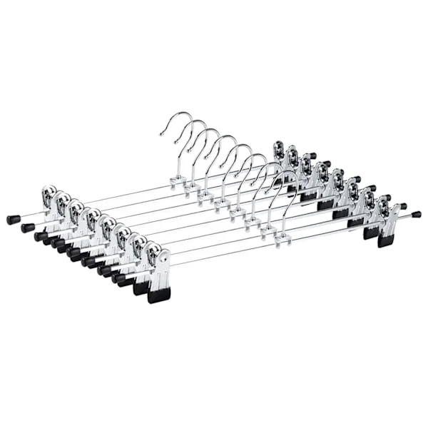 10 stk 40cm krom jern kleshengere, sølv metall bukse kleshengere kleshengere for bukser shorts skjørt sokker undertøy, med sklisikre klips