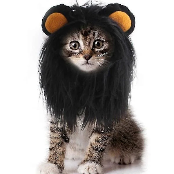 Sød løvemanke til katte, killingeoutfits, løveparyk, halsklud, krave, festival, kæledyr, kat, løve, kæledyr, kattekostume, krave