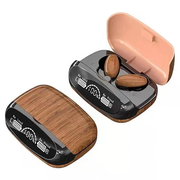 Langattomat Bluetooth-nappikuulokkeet | Langattomat vintage-puiset Bluetooth 5.2 -kuulokkeet | HiFi HD-stereotehoste | Älykäs melunvaimennus 