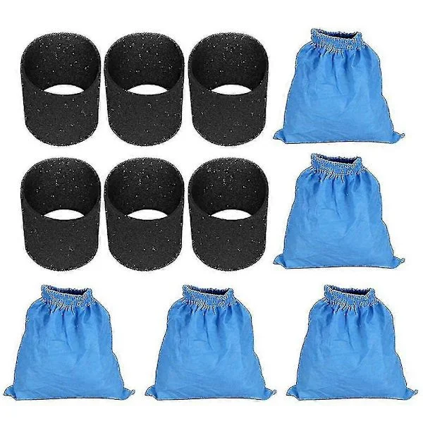 5 st Filterpåsar för Mv1 Wd1 Wd2 Wd3 Se4001 & 6 st Skumfilter för Våtdammsugare Mv1 Wd1 Kar Filter Hs