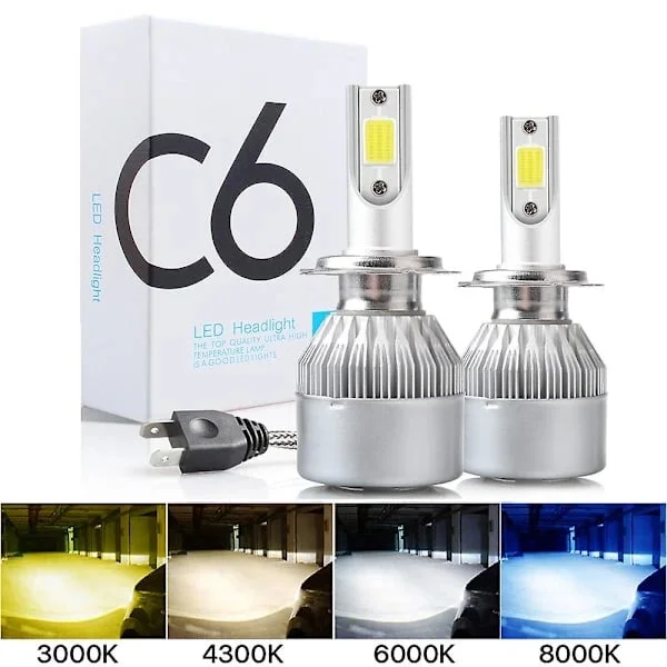 2 stk C6 LED Bilforlygte H7 LED H4 Pære H8 H1 H3 H11 HB3 9005 HB4 9006 9007 Bilpærer Tågelygte 3000K 6000K 8000K Gyldengul H11 Gyldengul_tfr...