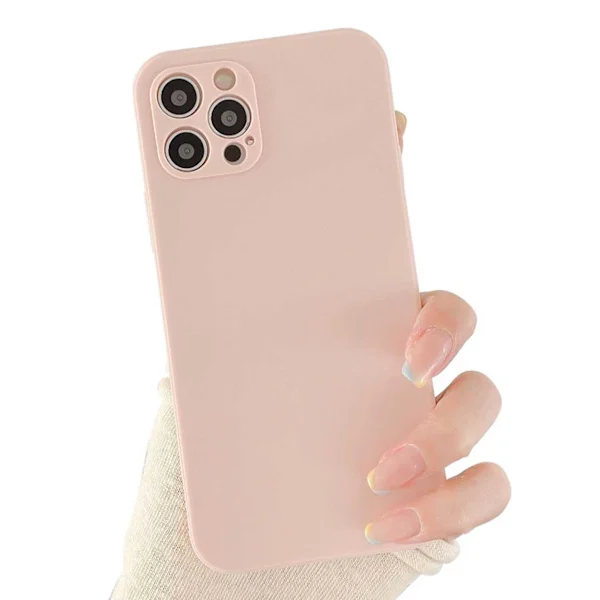 iPhone 12 Mini Tunt Rosa Beige Mobilskal med Linsskydd 1mm TPU
