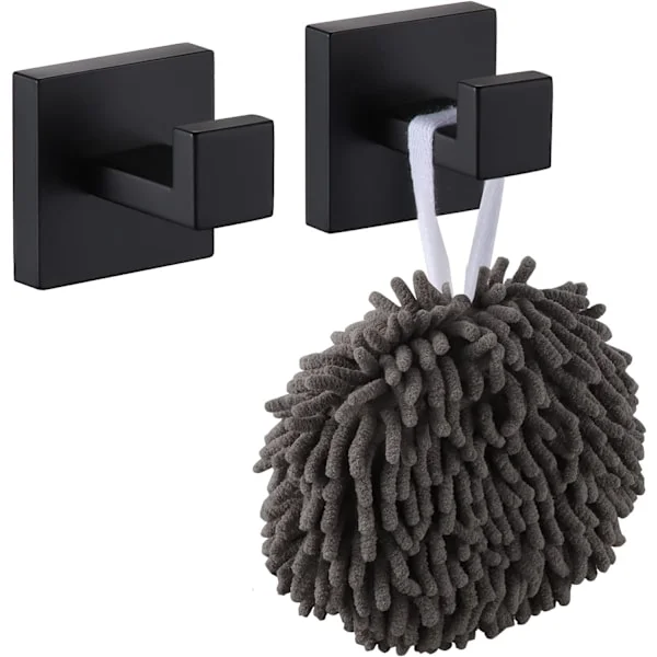 2-pack fyrkantiga väggkrokar för badrock - Svart, kappa, sa