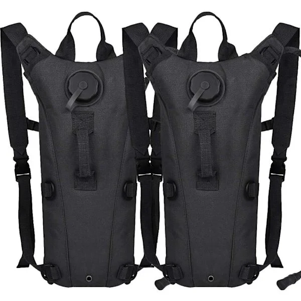 2 Pieces Black Tactical Hydration Backpacks 3L Water Bladder Backpack Lightweight Water Storage Container Daypack for Running Hiking Cycling