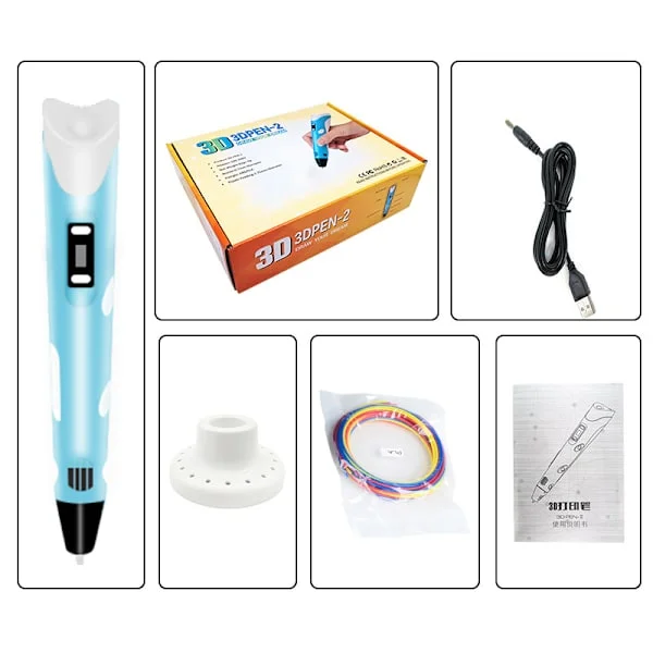 3D Printing Pen with Display - Includes a 3D Pen, 3 Starter Colors of PLA Filament