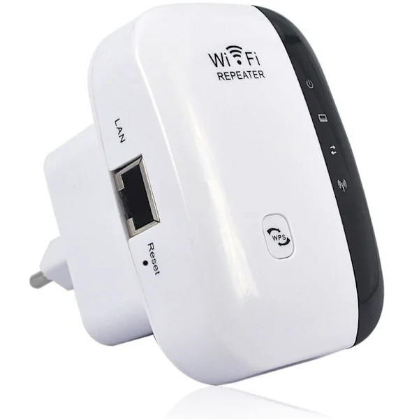 Kraftfuld 300Mbps WiFi Repeater, 2.4GHz WiFi Forstærker, Trådløs WiFi Rækkeviddeforstærker med Ethernet Port. WiFi Extender, WiFi Booster. WPS 