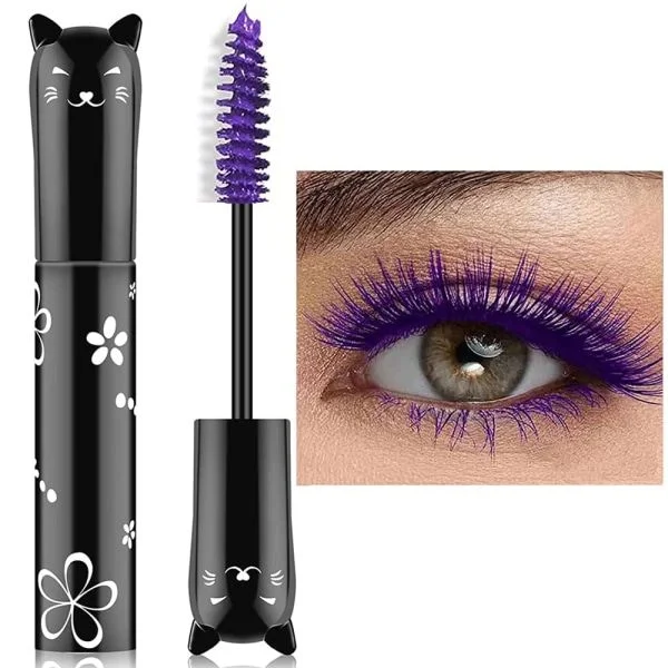 CDQ Farverig mascara, vandtæt langvarig tyk mascara (lilla)