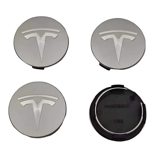 4-Pack Tesla Centrumkåpor – Hjulnav Emblem 56mm