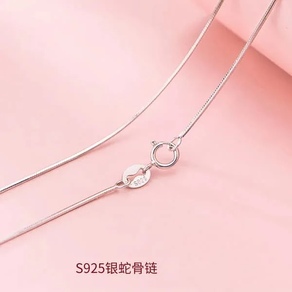 50cm 55cm 60cm Damhalsband för Kvinnor på Halsen Silver 925 Kedjehalsband Dam Hänge Flickor Smycken Minimalistisk Lång
