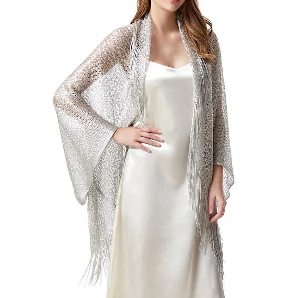 Summer Sheer Bolero Top Open Cardigan Beach Thin Soft Hole Tassel Shawl for Women Girls
