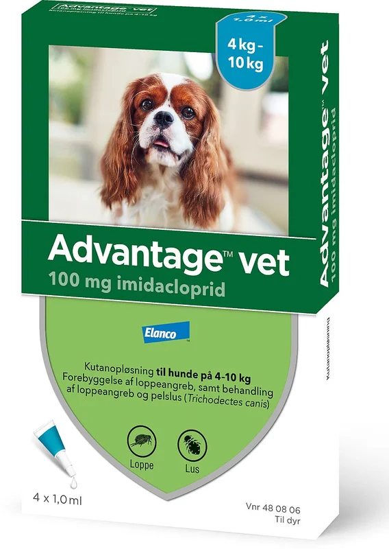 Advantage Vet Spot-on til Hund Hund 4-10 kg (4X1 ml), Tøj & Bolig, Flåter & Lopper, Flåt- Og Loppemiddel Til Hunde