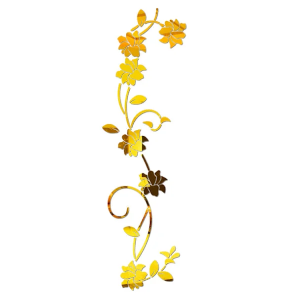 Flower Vine Acrylic Mirror Wall Stickers, Elegant Mirror Setting Wall Decal