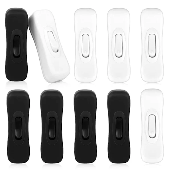 10-pack mellansladdar med strömbrytare - 2A svart sladdströmbrytare - vit sladdströmbrytare - mellansladd för små apparater LED-lampa