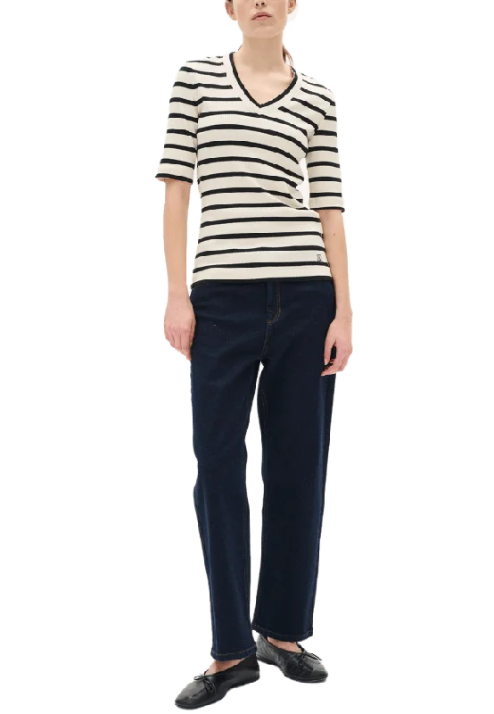 Inwear DagnaIW Striped V T-Shirt T-shirts Dam Svart XL