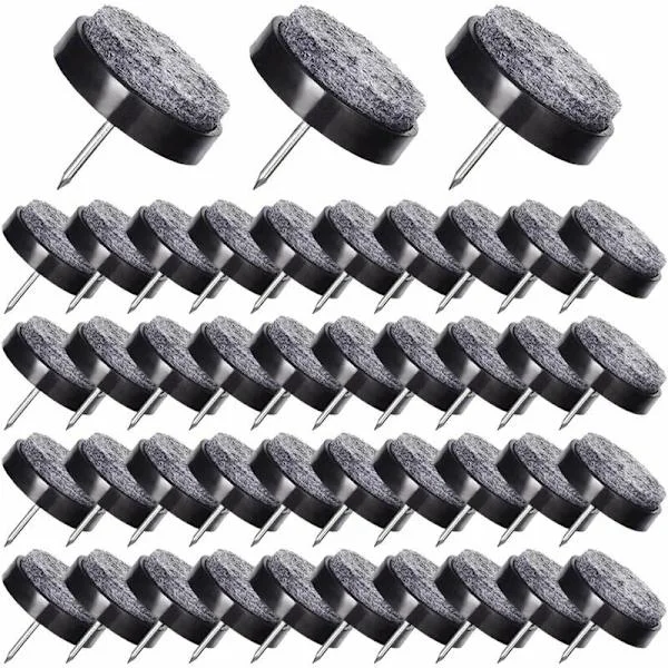 50 Nail-on Furniture Glides, 24mm - Felt Pads to Protect Furniture Legs - Black