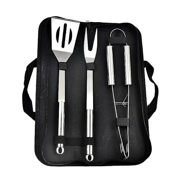 Grillbestik i rustfrit stål - professionelt grillbestik med spartel, tang og gaffel