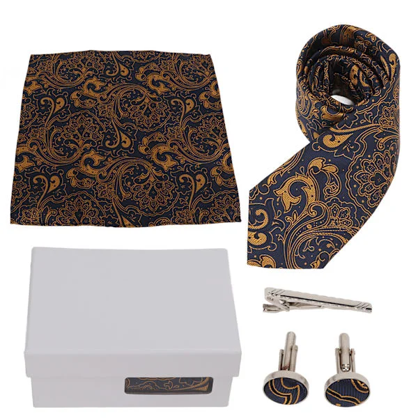 Men's Tie Set Classic Pattern Business Casual Scarf Wedding Party Birthday Gift Box-FX-