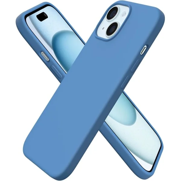Skal för iPhone 15, Silikonskal Kompatibelt med iPhone 15 6.1 Tum, Slimmad Tunn Skal, Fullt Skydd Mjukt Skal, Stötsäkert Skal Blå