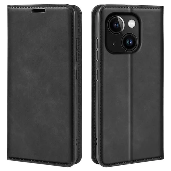 iPhone 15 Plus Plånboksfodral Flip PU-Läder - Svart