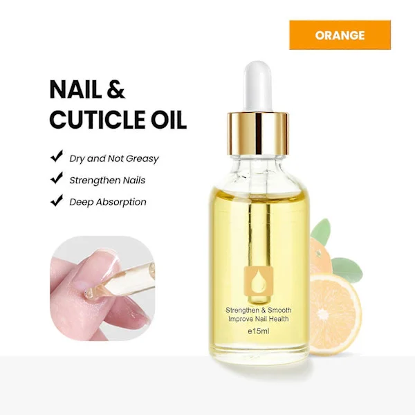 Neglebåndsolje for negler, negleolje 15 ml neglebåndsolje, inneholder vitamin B og E, fukter neglebånd og neglehud dypt