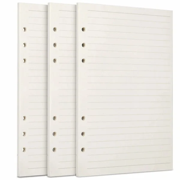 A5 Refill Papper 3-pack 100GSM Tjockt Refill Papper 6 Hål 135 Ark (270 Sidor) för 6 Ringpärm Journal Anteckningsbok Linjerat Papper-FF-