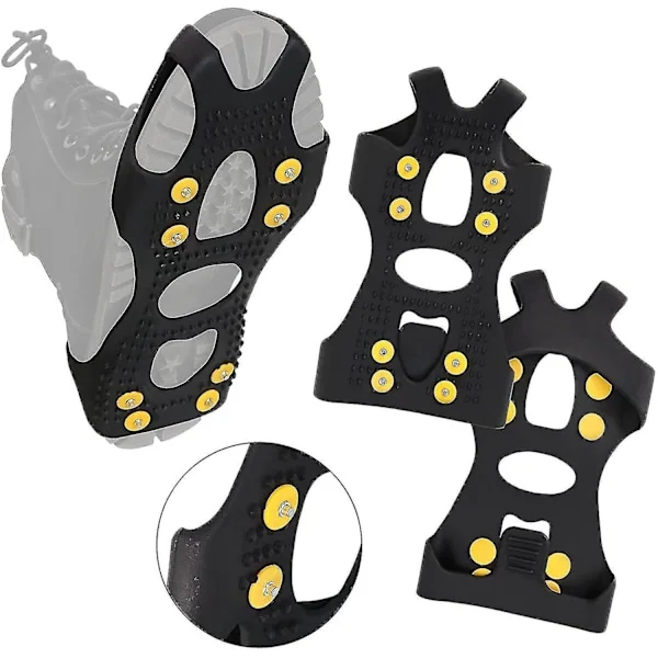 10-stud Universal Ice No Slip Snow Shoe Spikes Grips Cleats -