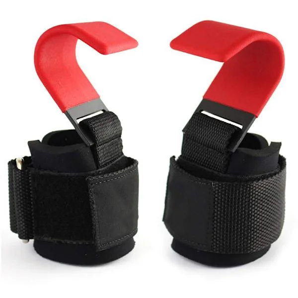 Fitness Weightlifting Squat Raise Hook, Horizontal Bar Pull-Up Assist Strap, Weightlifting Hook, Fitness Belt Hook (Red)