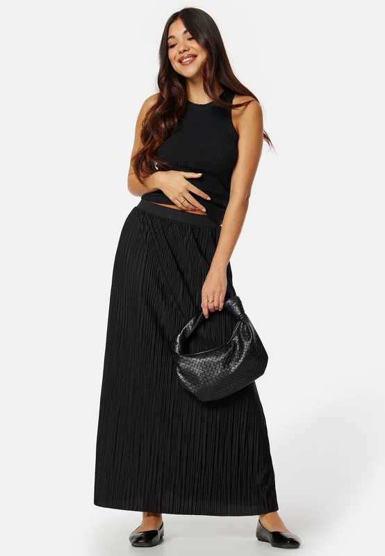 BUBBLEROOM - Pleated Maxi Skirt - Black