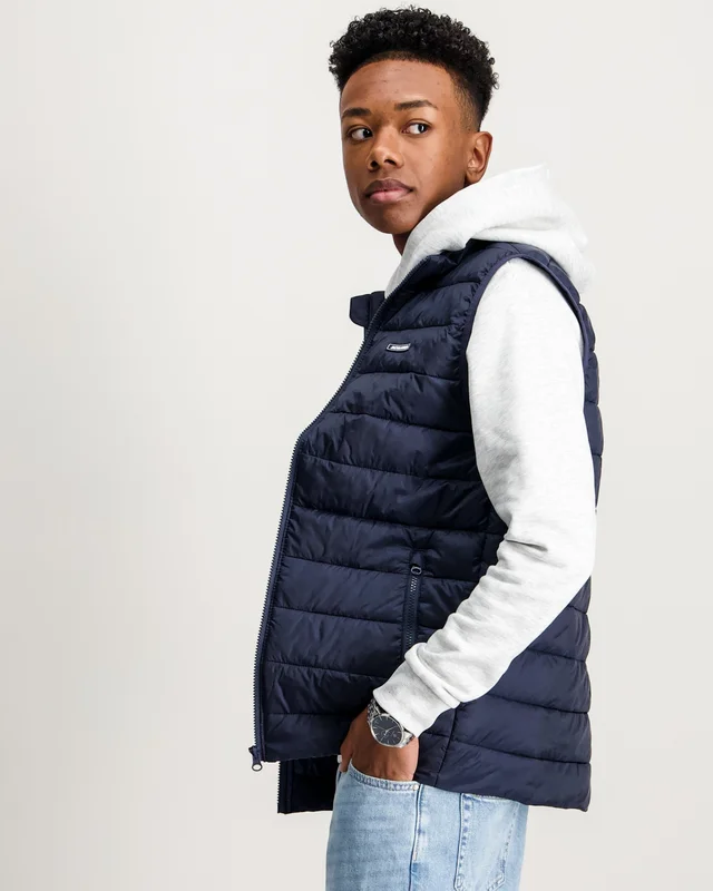 Jack & Jones JJLOUIS LIGHT BODYWARMER COLLAR JNR Blå Jakker Gutt - Kids Brand Store