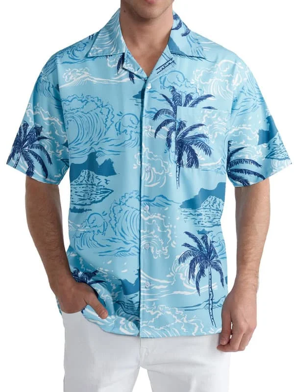 Hawaiisk herrskjorta, kortärmad strandskjorta Q5